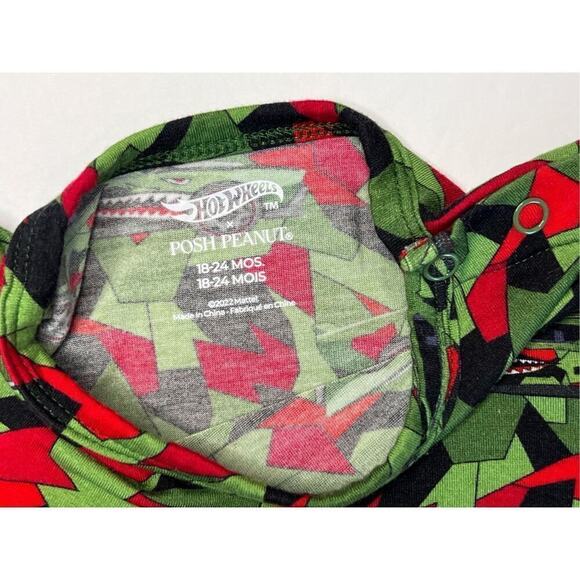 Posh Peanut Mattel Bamboo Muscle Hot Wheels Green Romper 18-24 months Racing - Picture 3 of 8